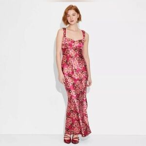 Wild Fable floral, satin midi dress